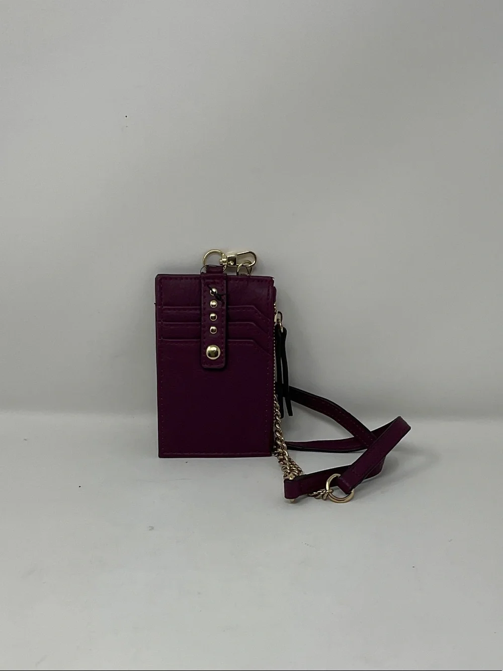 INC International Concepts Plum Crossbody Cardholder with Gold Hardware